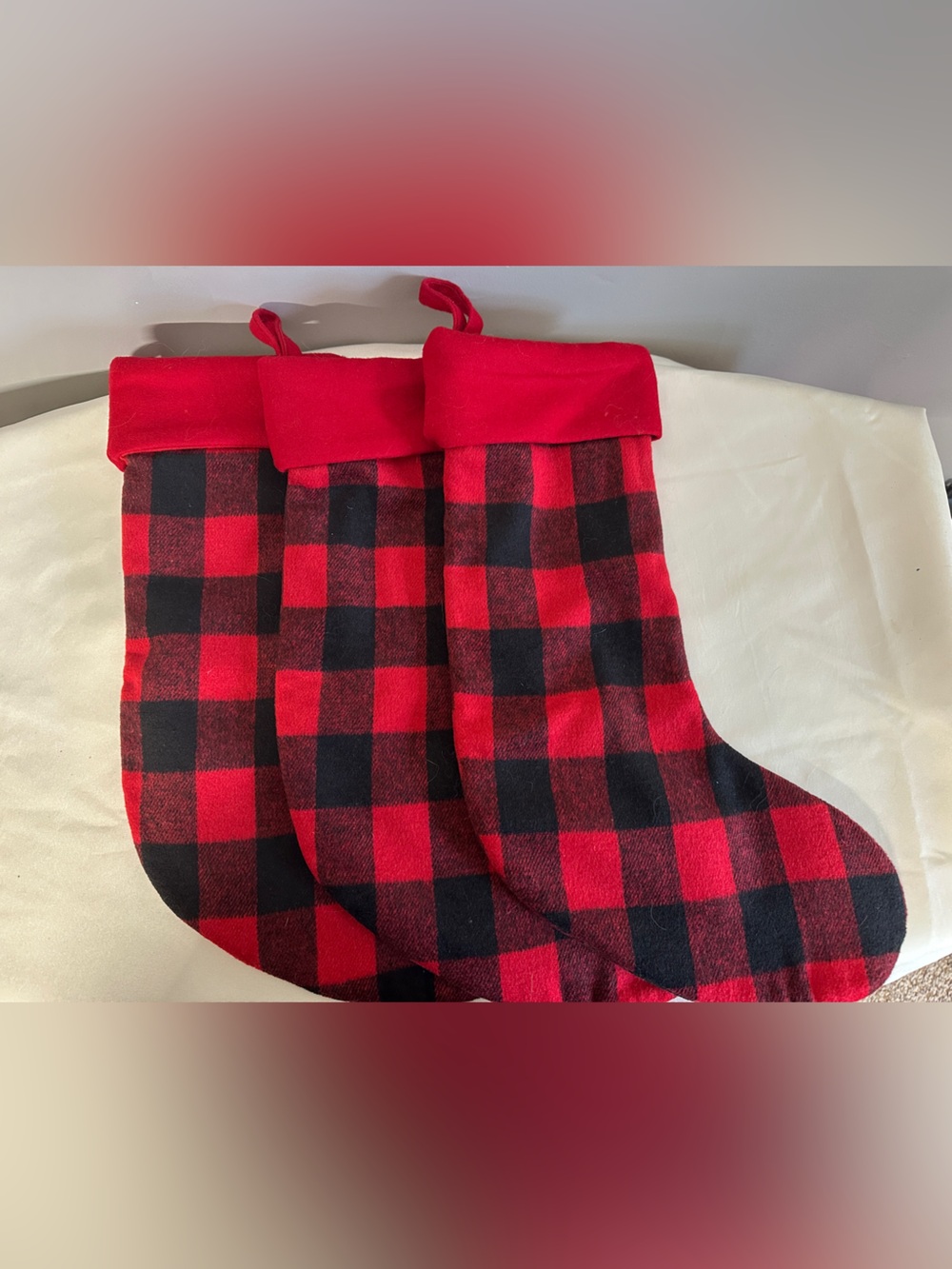 Red and Black Buffalo Plaid Stockings - (3)